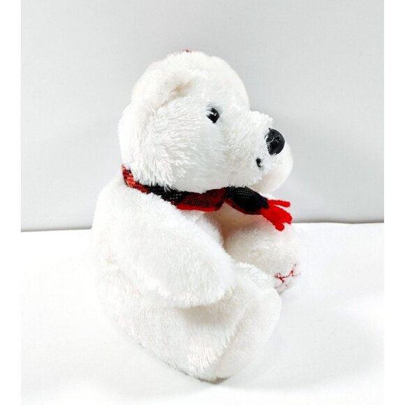 2002 Sears Exclusive Plush Stuffed  White Polar Bear w/Hat Scarf 6" - Picture 2 of 4